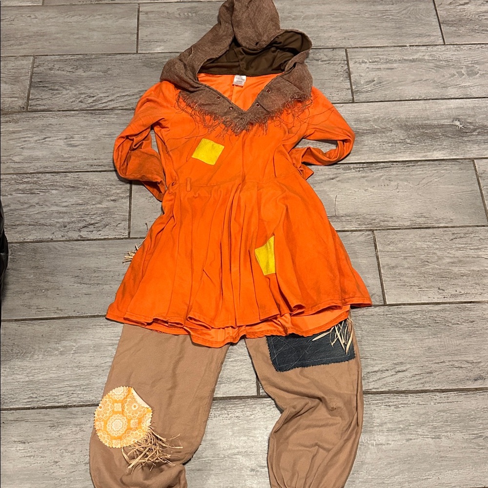 Trick or Treat Orange and Brown Scarecrow Costume Set Women’s Size Large